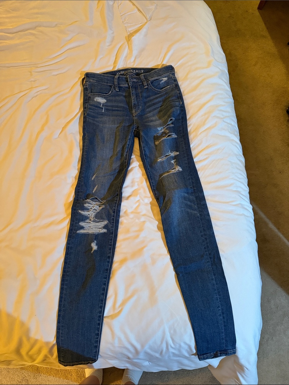 American Eagle Outfitters Dark Blue Ripped Skinny Jeans